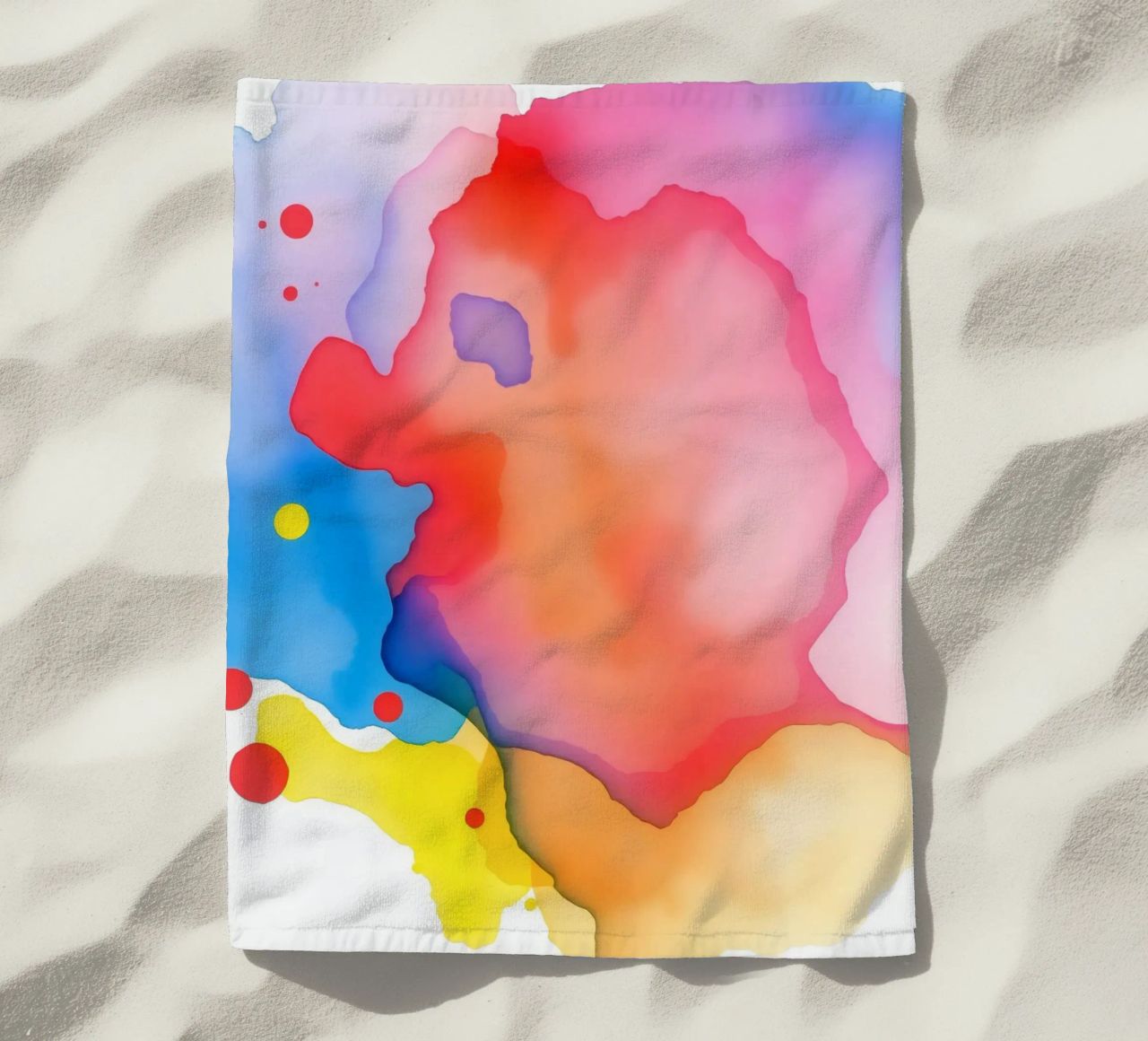 opere d'arte astratte ad acquerello con colori vividi e dinamici telo mare da DesignDoodle