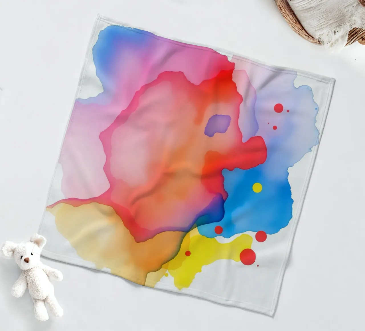 watercolor abstract artwork with vivid colors and dynamic fleece blanket by DesignDoodle