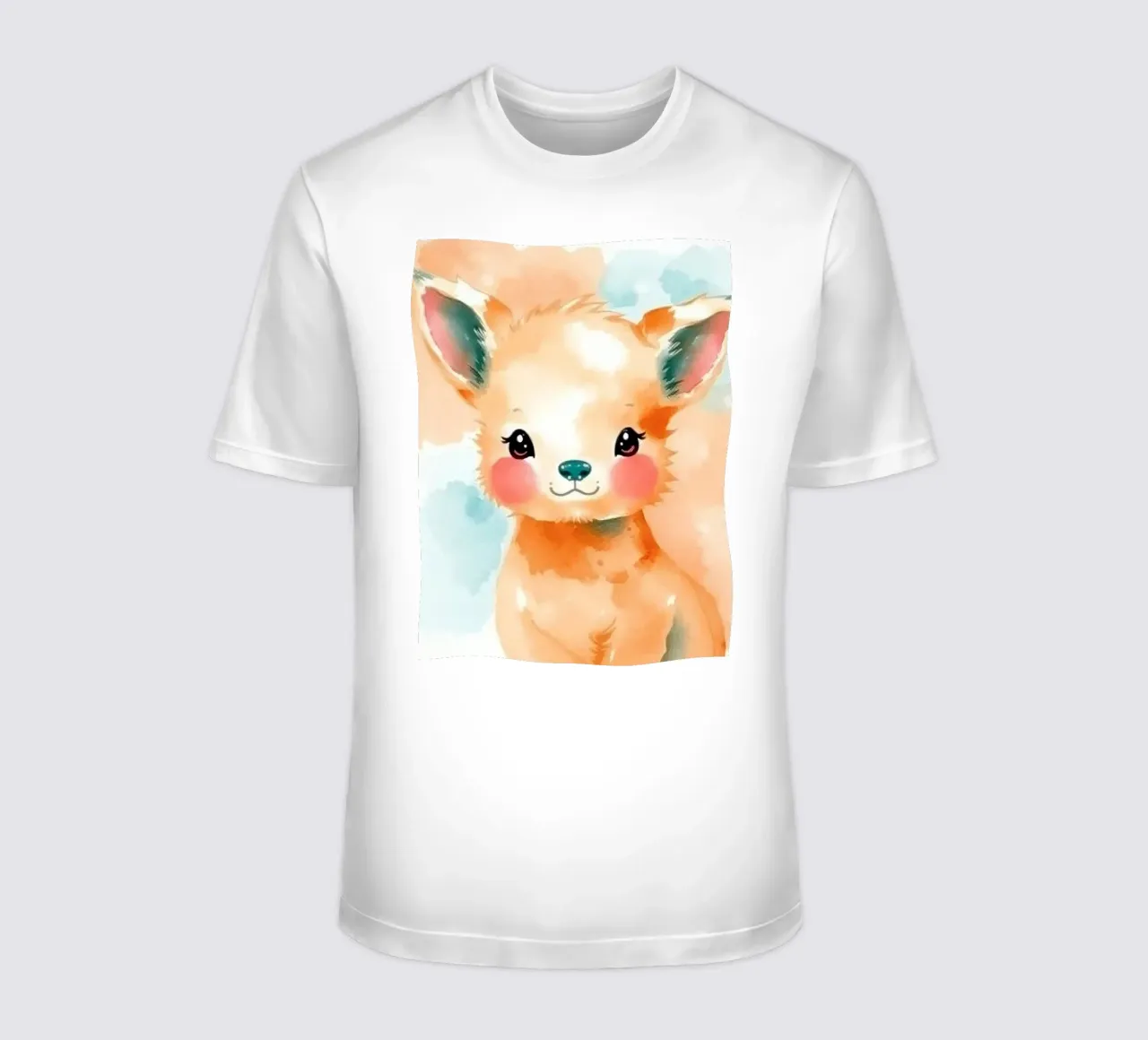 Illustrazione carina di un cervo giocherellone con pelliccia morbida t-shirt da DesignDoodle