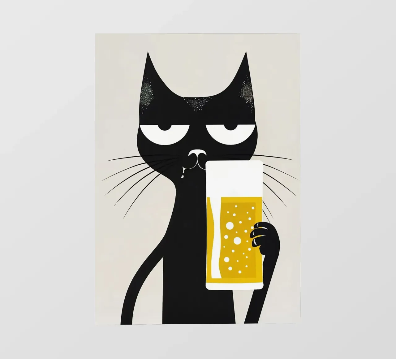Gatto nero che beve birra telo in pvc da Abstract Botanical Art