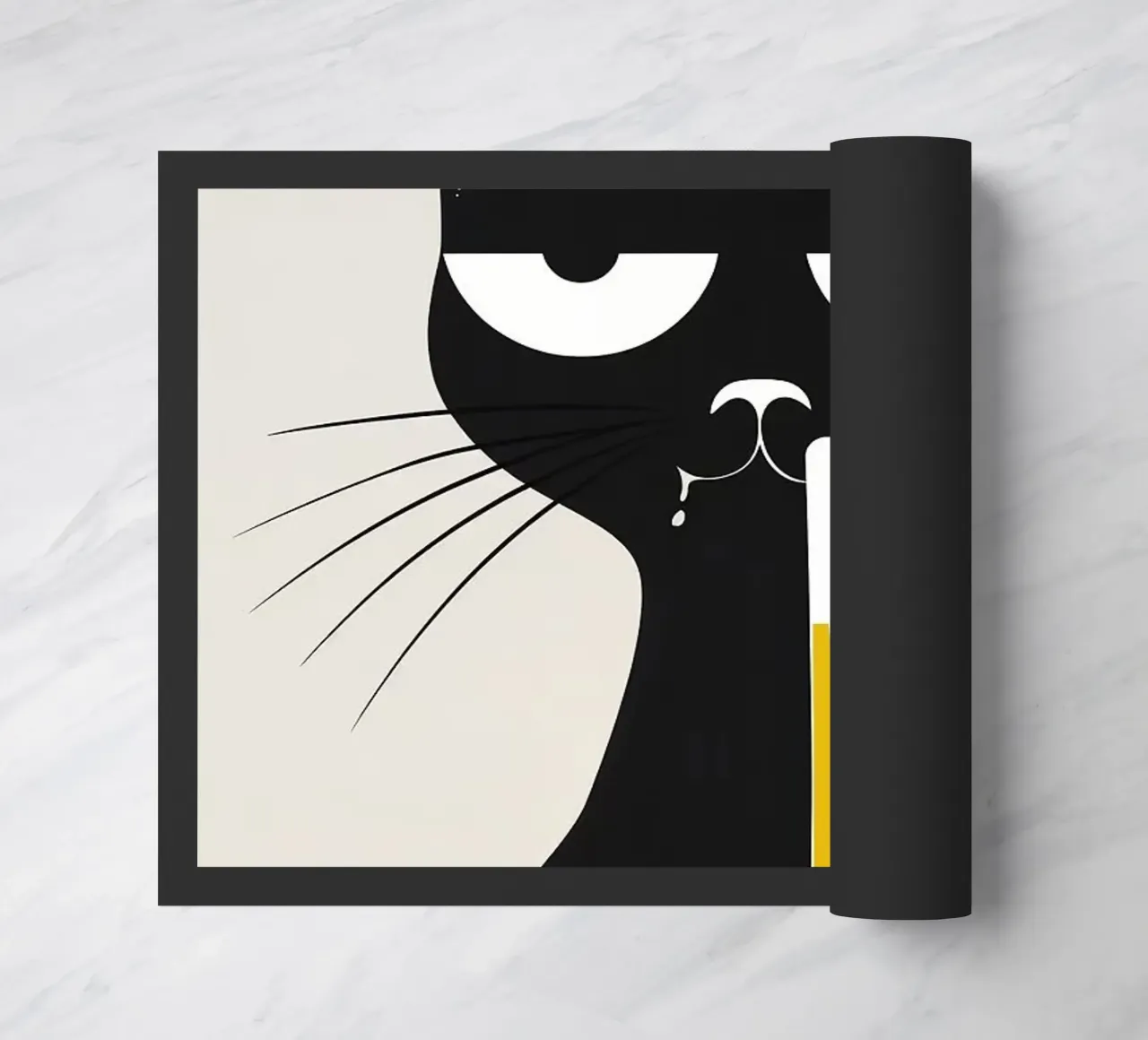 Gatto nero che beve birra zerbino da Abstract Botanical Art