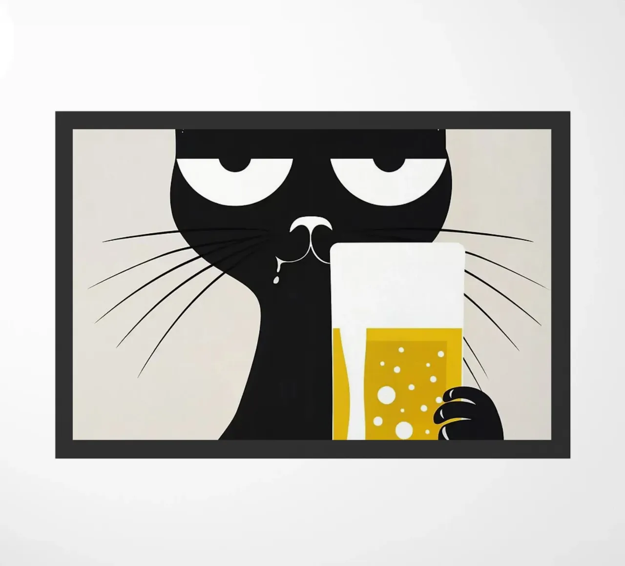 Gatto nero che beve birra zerbino da Abstract Botanical Art