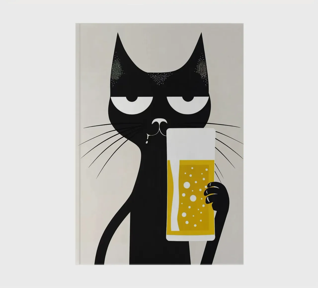 Black cat drinking beer notebook by Abstract Botanical Art