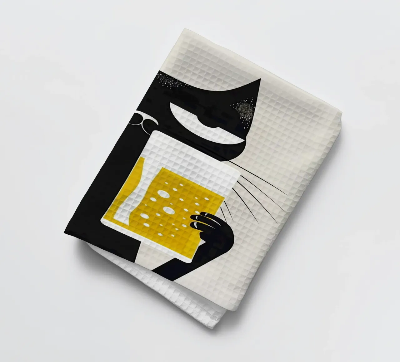 Gatto nero che beve birra canovaccio da cucina da Abstract Botanical Art