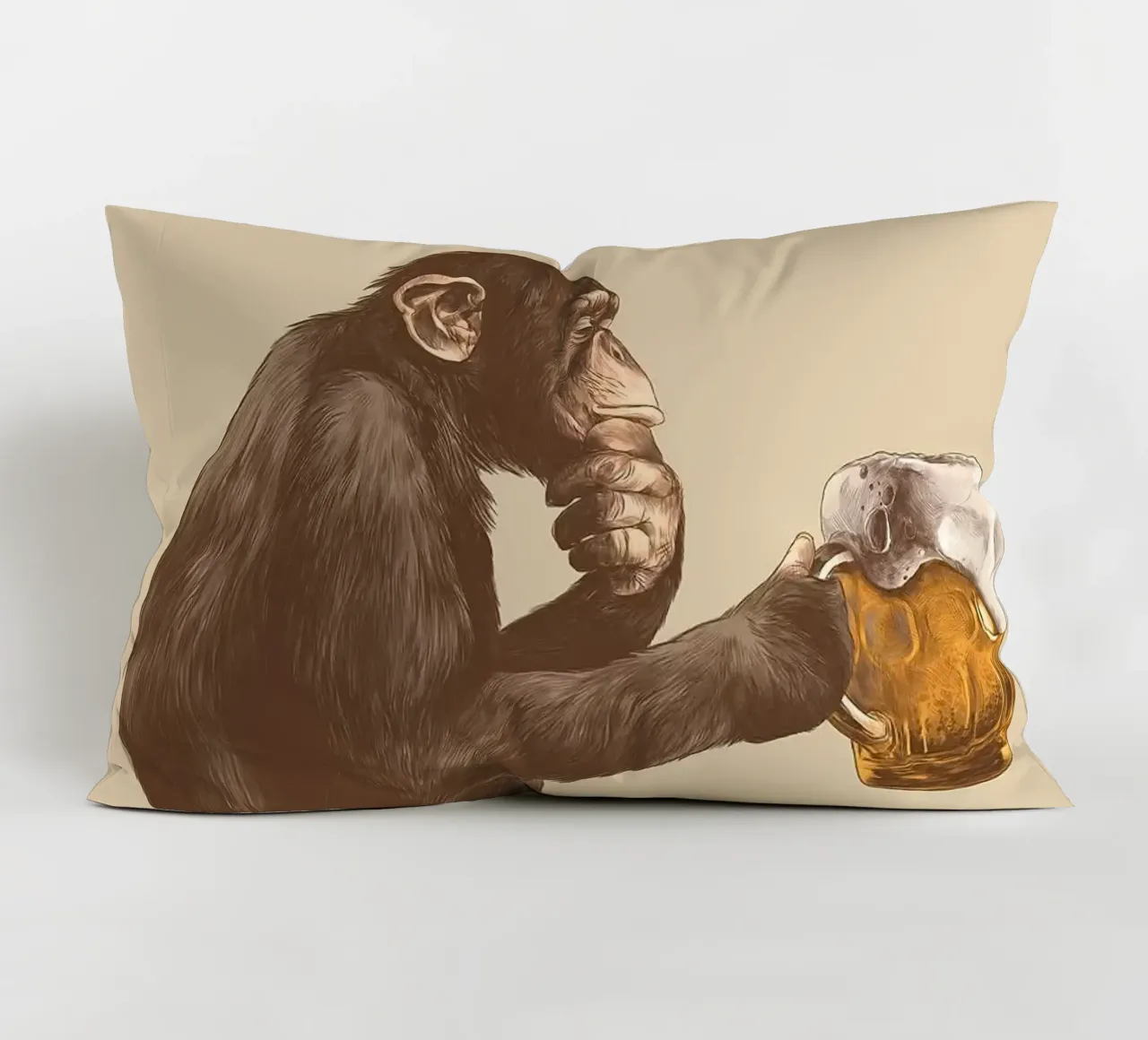 Scimmia che beve birra cuscino da Abstract Botanical Art