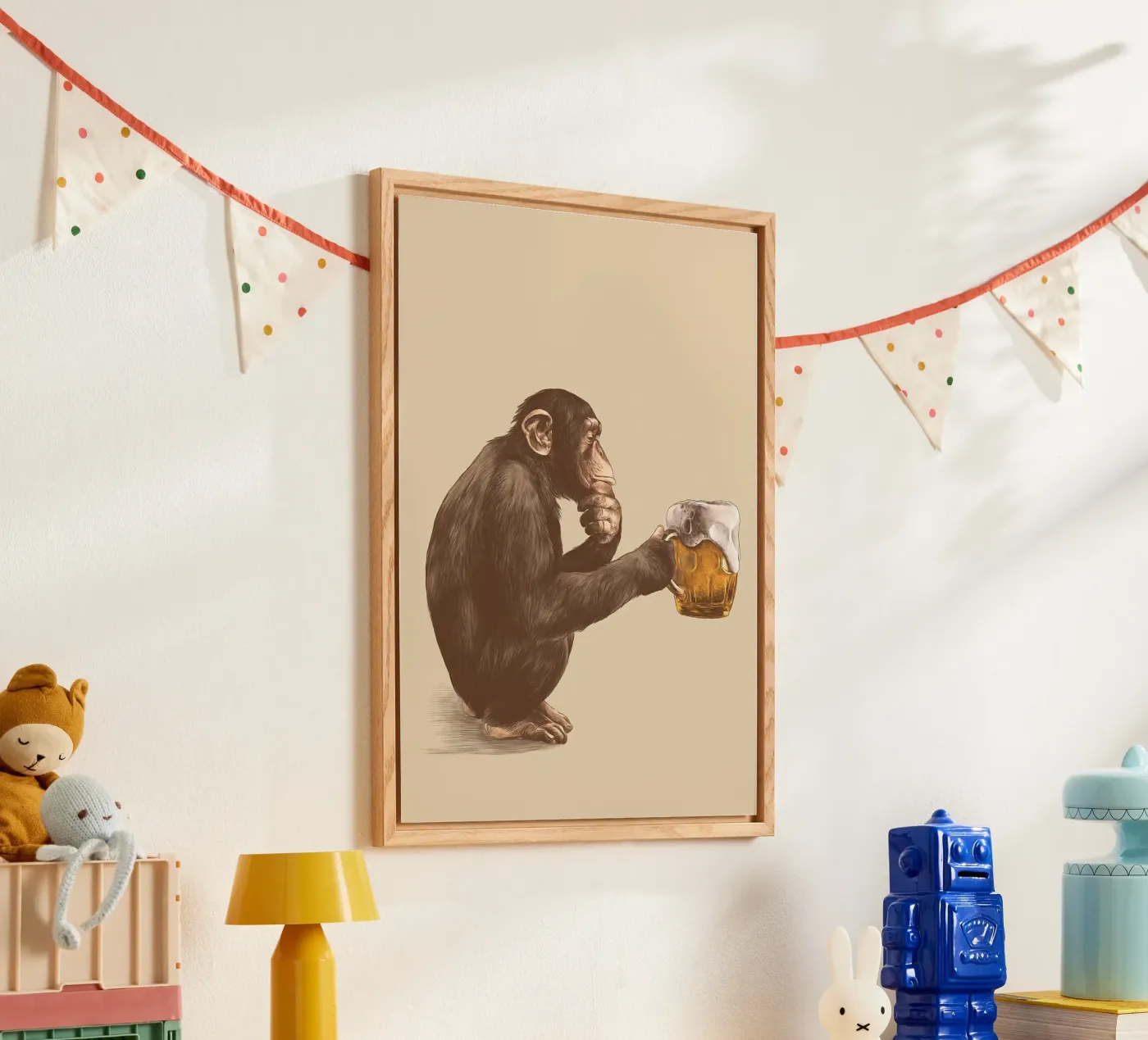 Monkey drinking beer plexiglass da Abstract Botanical Art