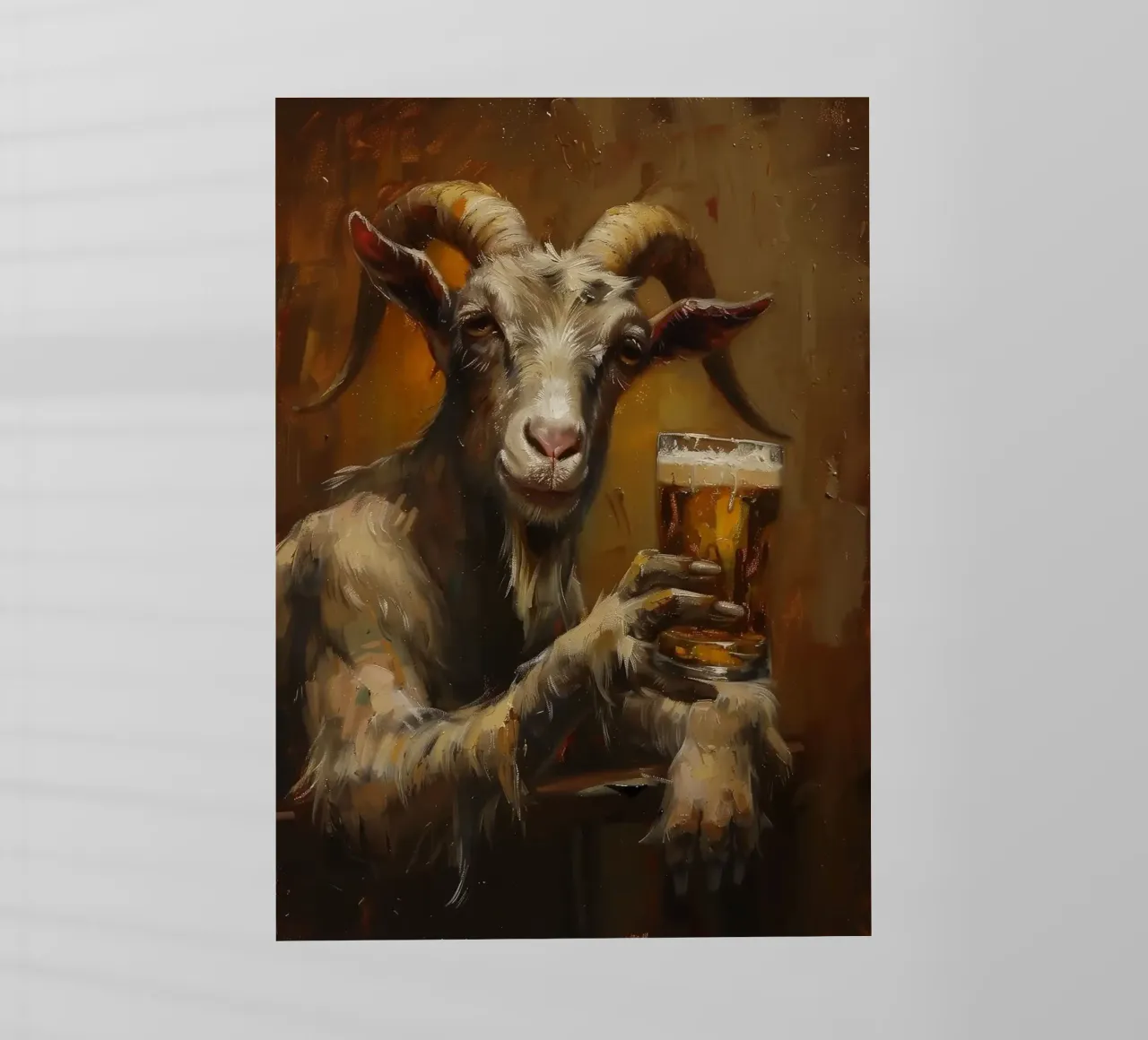 Capra che beve birra pellicola backlit da Abstract Botanical Art