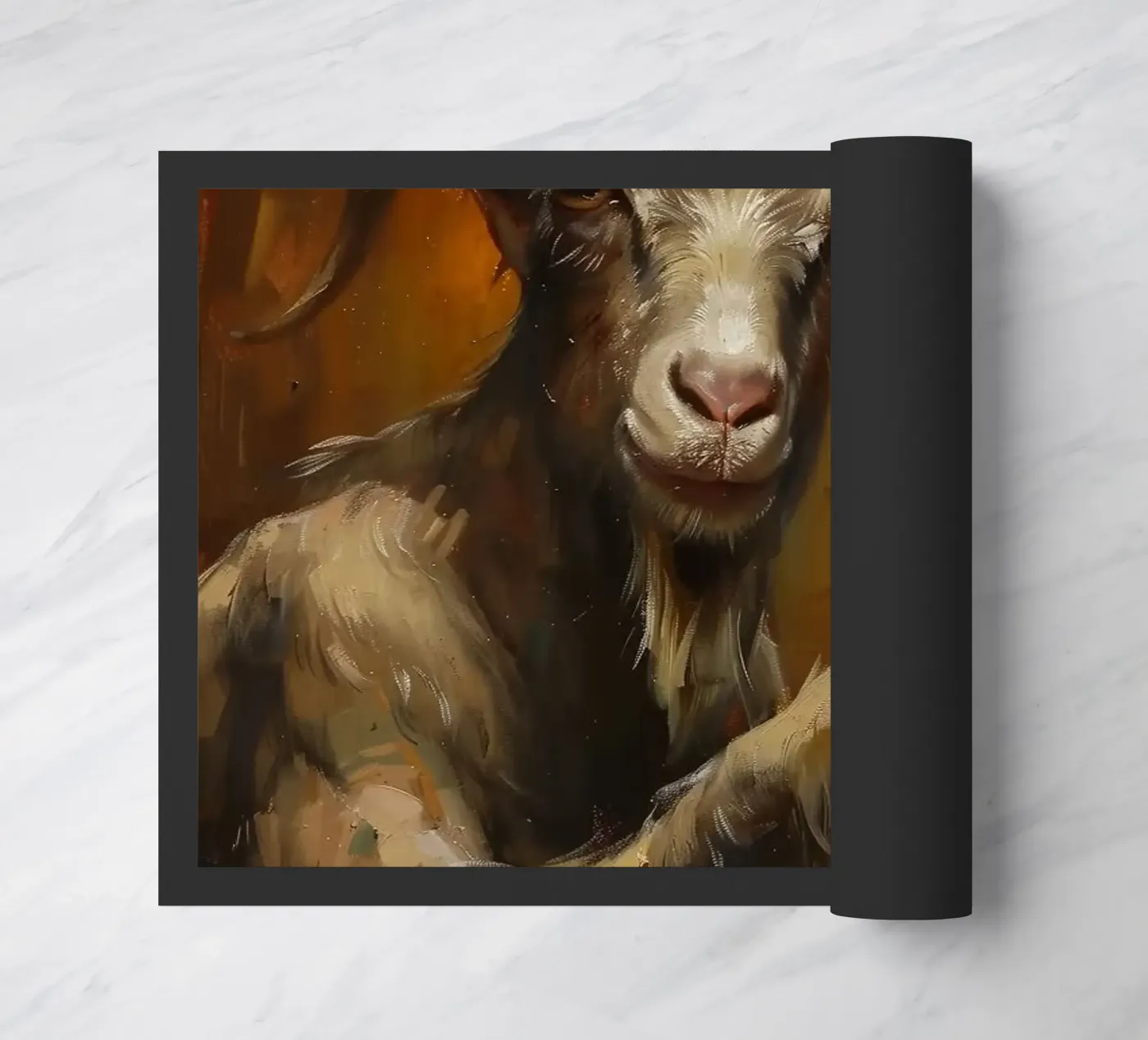 Goat drinking beer doormat by Abstract Botanical Art