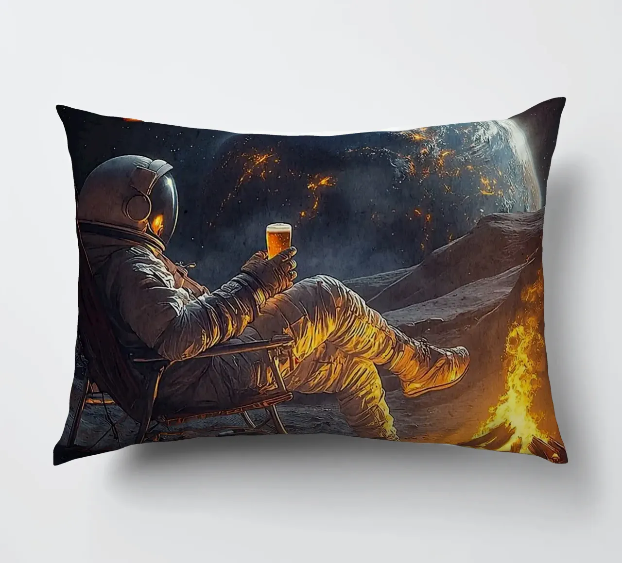 astronauta che beve birra cuscino da Abstract Botanical Art