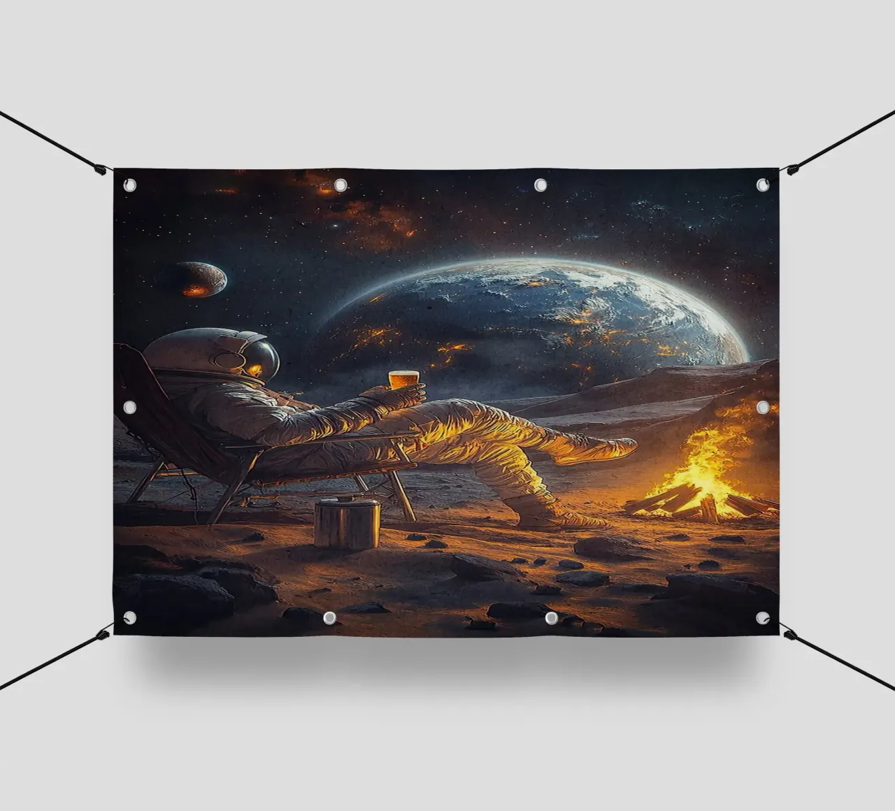 astronauta che beve birra telo in pvc da Abstract Botanical Art