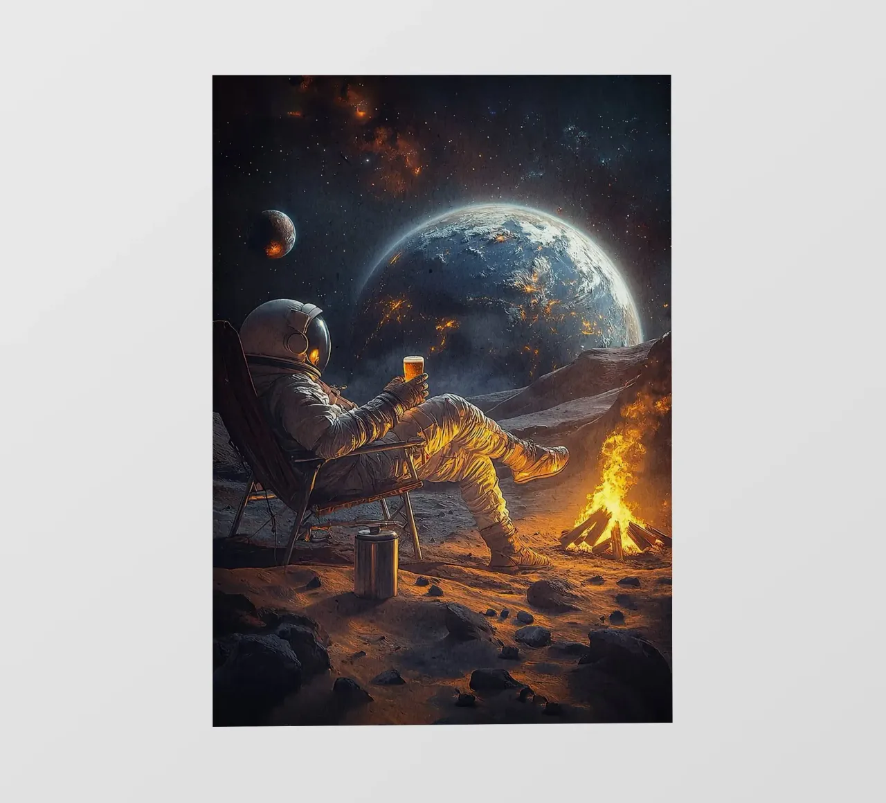 astronauta che beve birra telo in pvc da Abstract Botanical Art