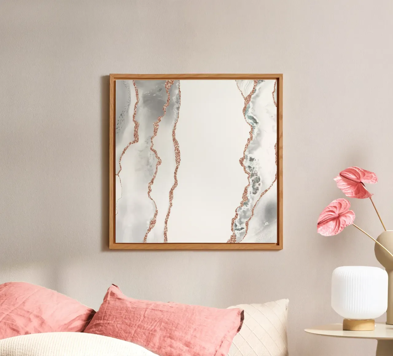 Agata bianca e oro rosa Texture 08 alluminio dibond da Gemstone Textures