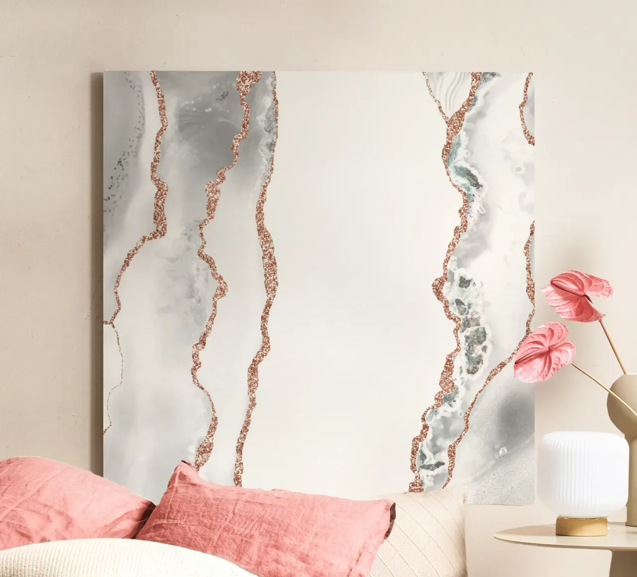 Agata bianca e oro rosa Texture 08 tela con Cornice a cassetta da Gemstone Textures