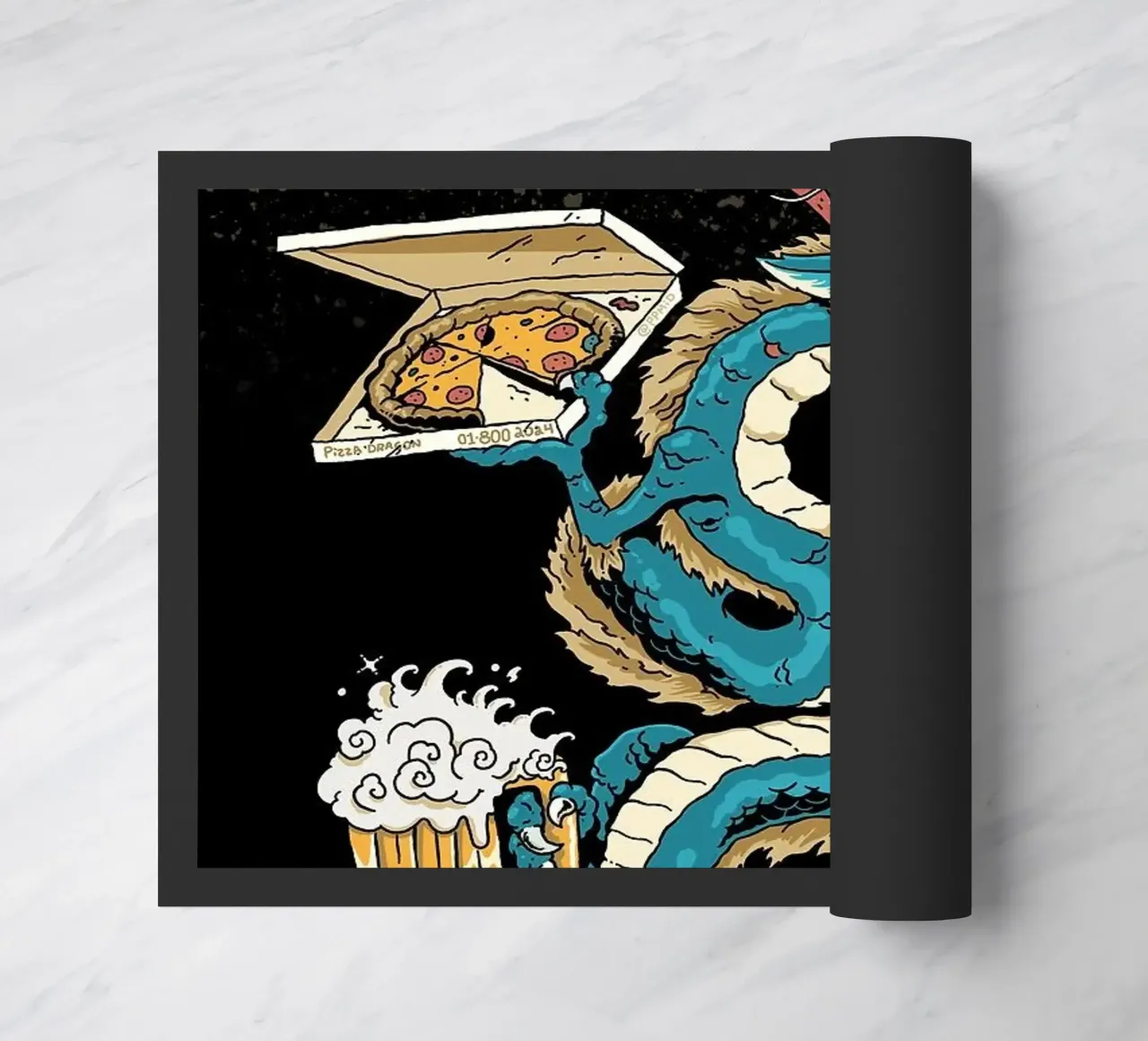 Dragon drinking beer with pizza zerbino da Abstract Botanical Art