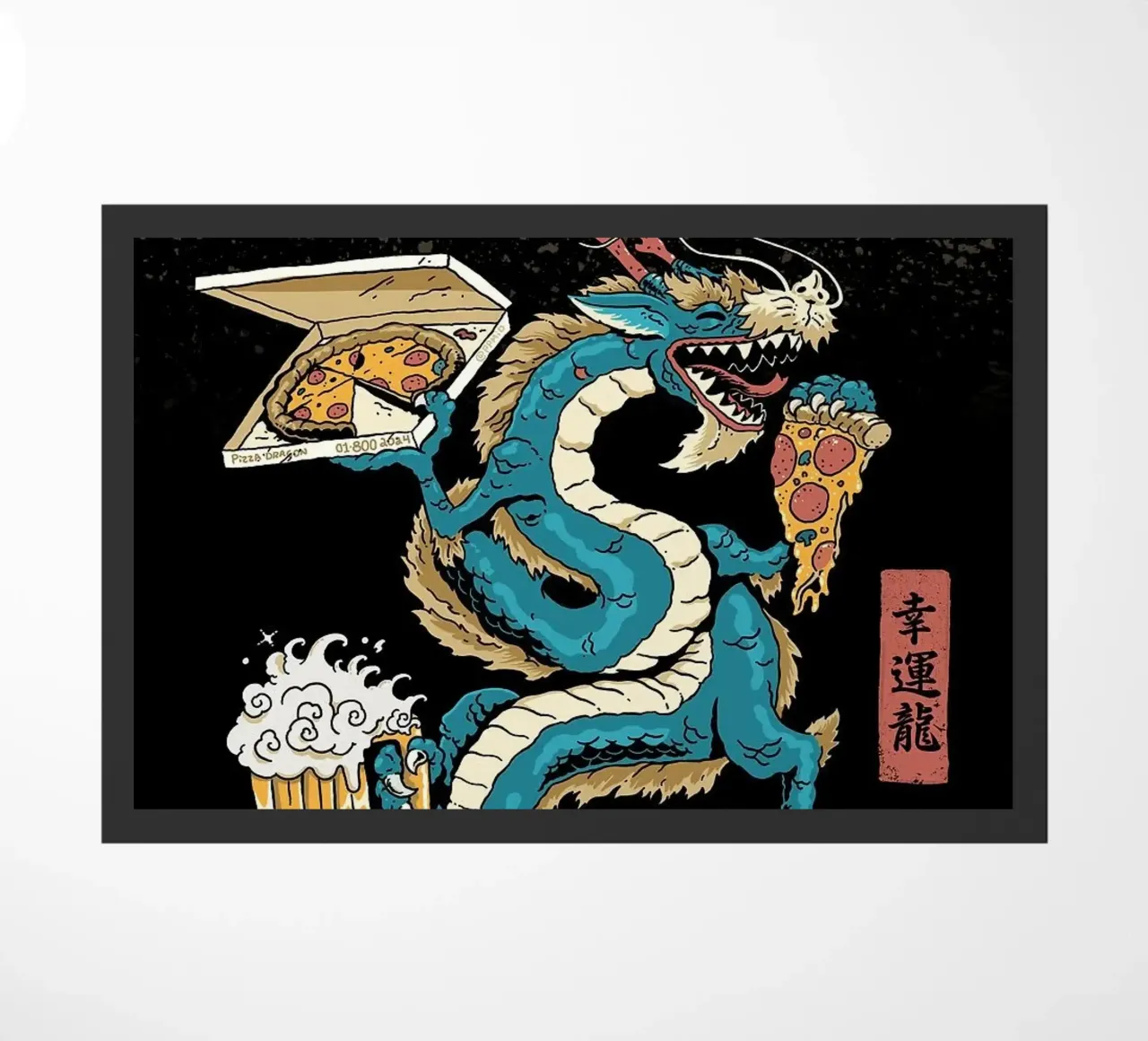 Dragon drinking beer with pizza zerbino da Abstract Botanical Art