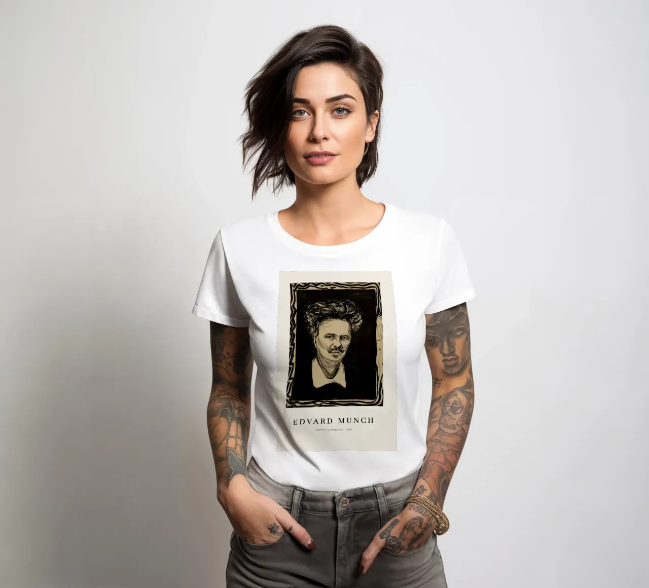 Munch - August Strindberg women's fitted t-shirt by ARTOTHEK