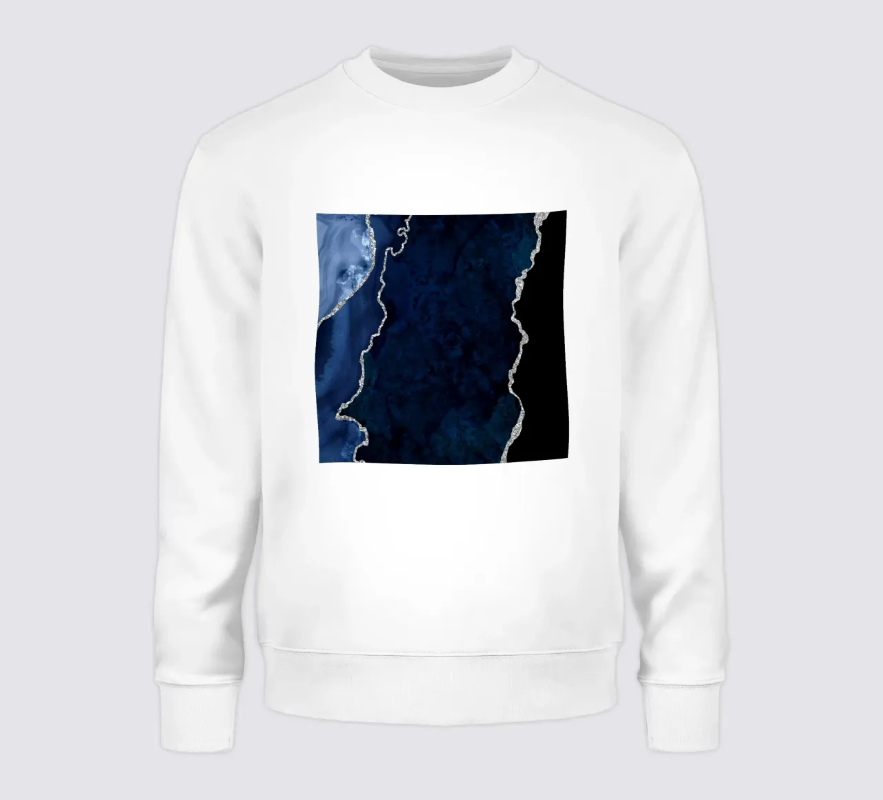Marineblau & Silber Achat Textur 01 Sweatshirt von Gemstone Textures