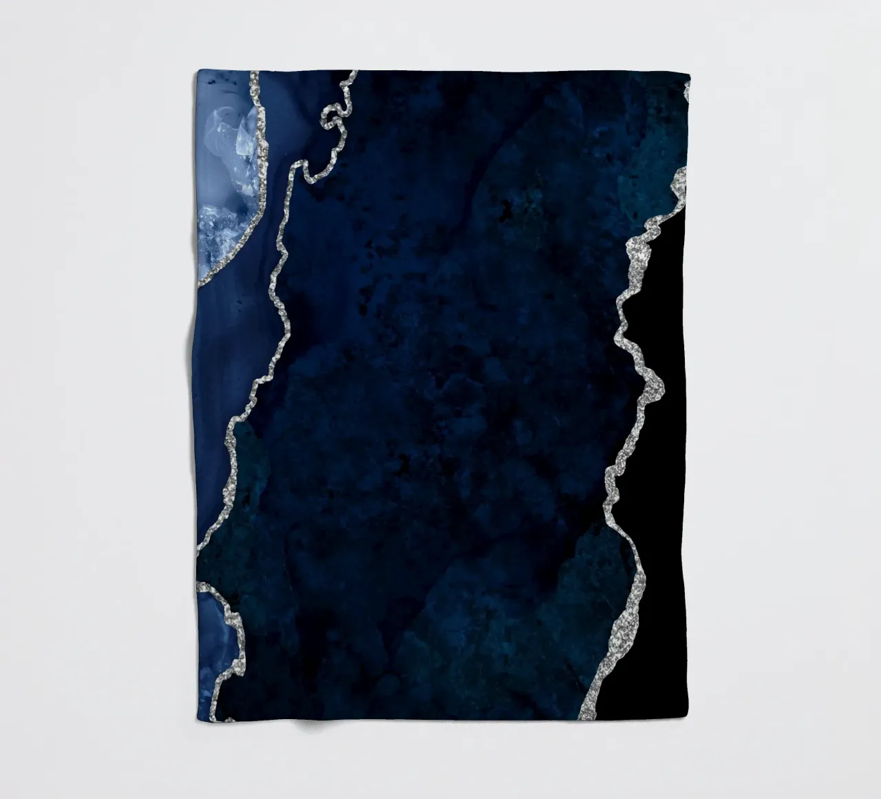Navy & Silver Agate Texture 01 fleece blanket by Gemstone Textures
