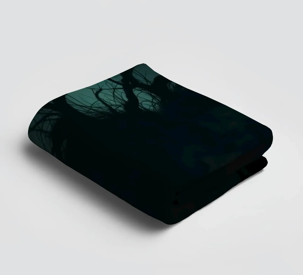 Dark tree with eerie branches illuminated by red and blue towel by DesignDoodle