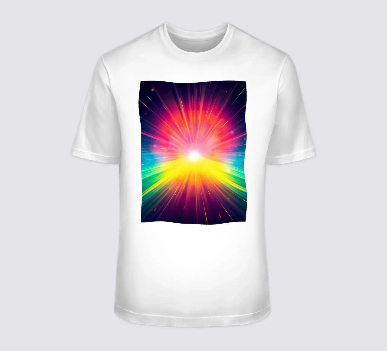 Bright explosion of colors radiating from a central point t-shirt by DesignDoodle