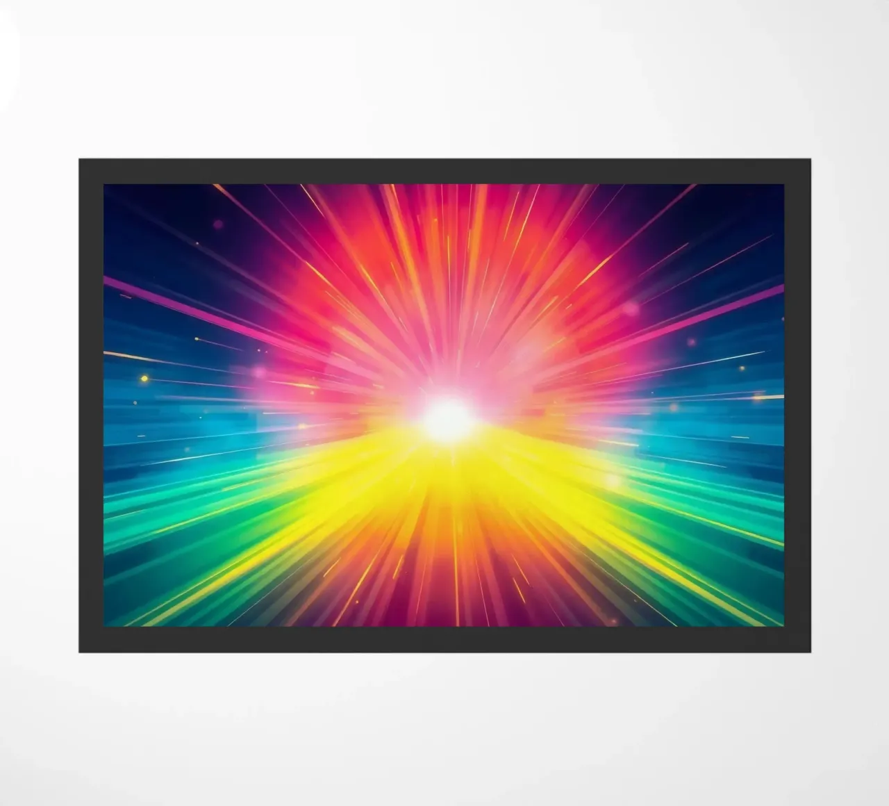Bright explosion of colors radiating from a central point doormat by DesignDoodle