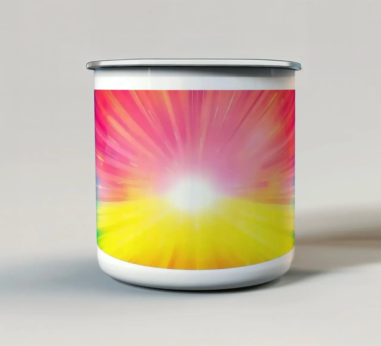 Bright explosion of colors radiating from a central point enamel mug by DesignDoodle