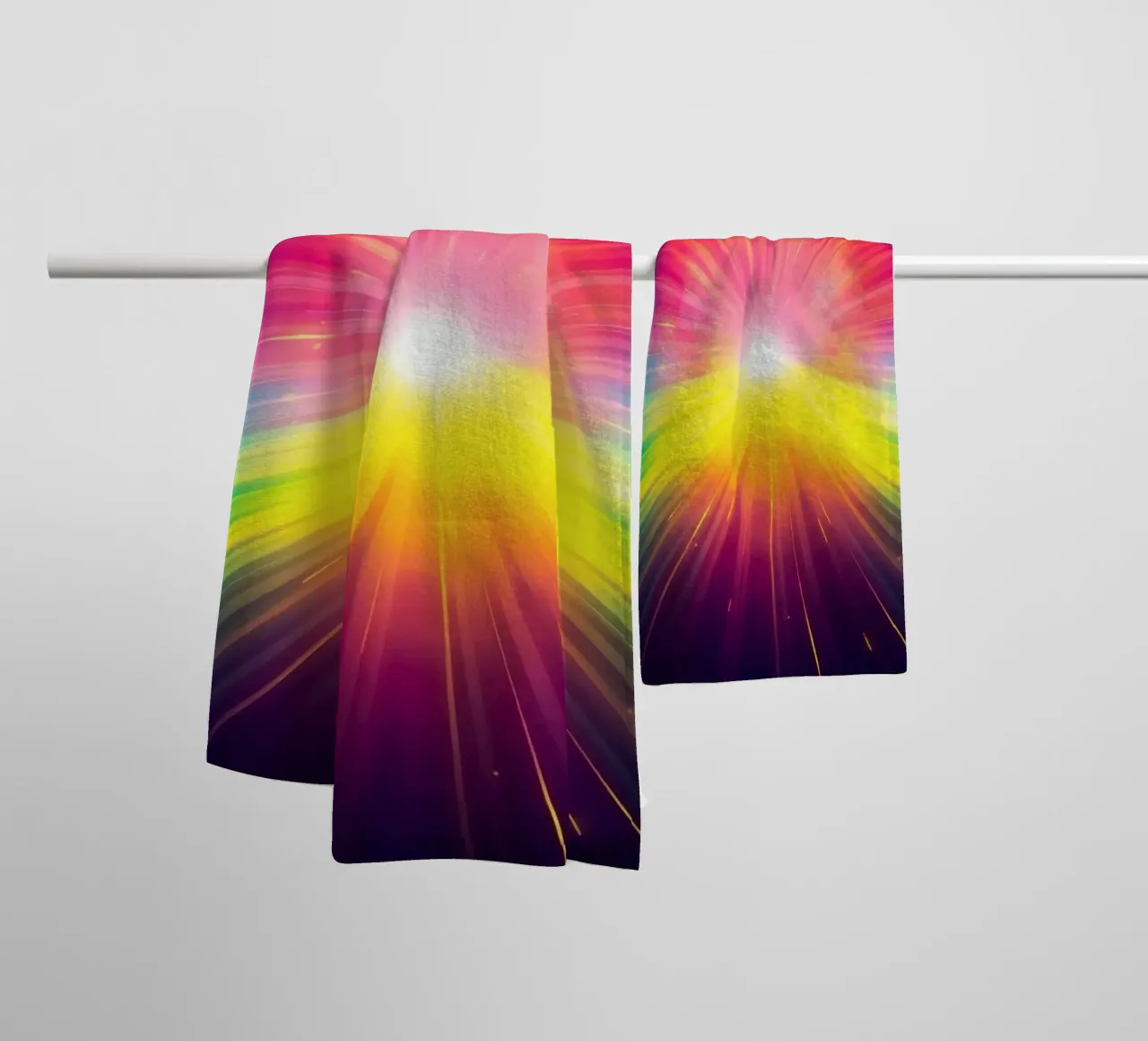 Bright explosion of colors radiating from a central point towel by DesignDoodle