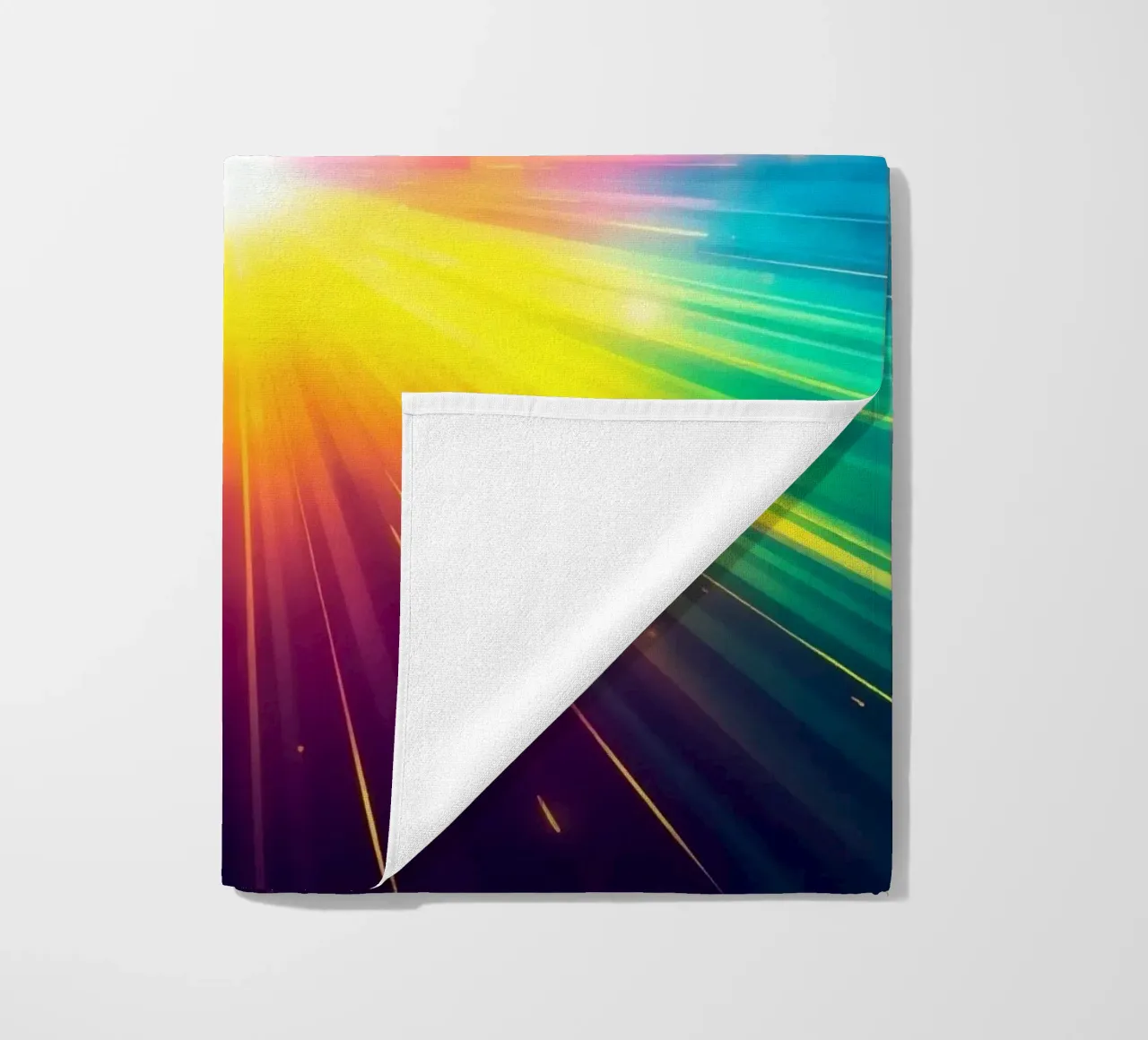 Bright explosion of colors radiating from a central point beach towel by DesignDoodle