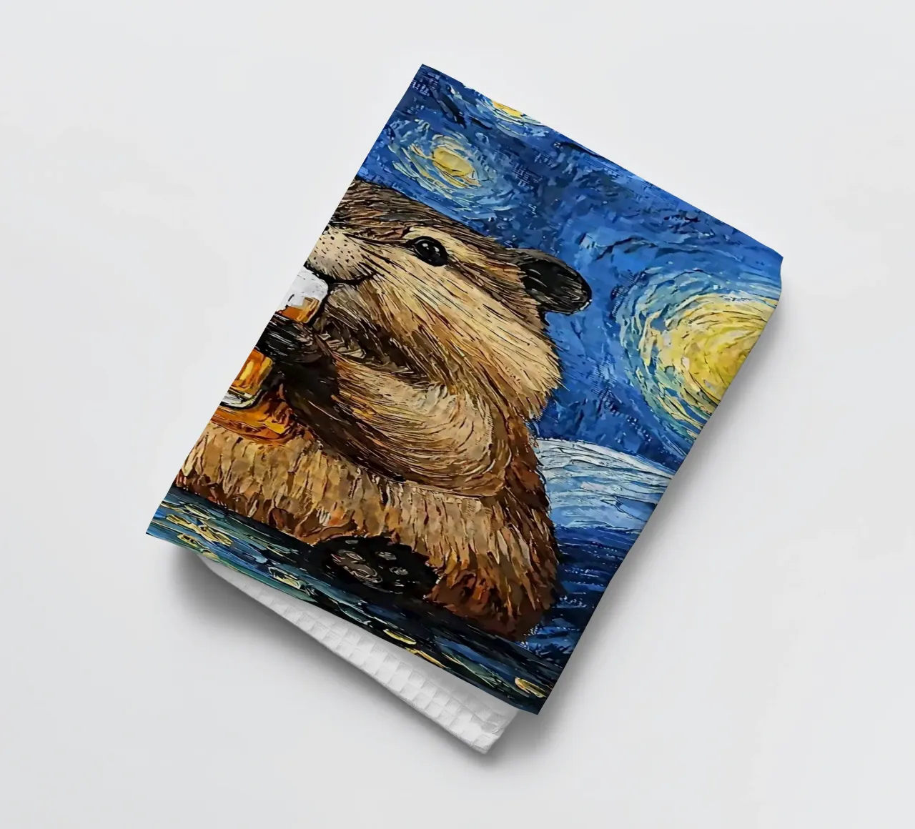 capy bara che beve birra canovaccio da cucina da Abstract Botanical Art