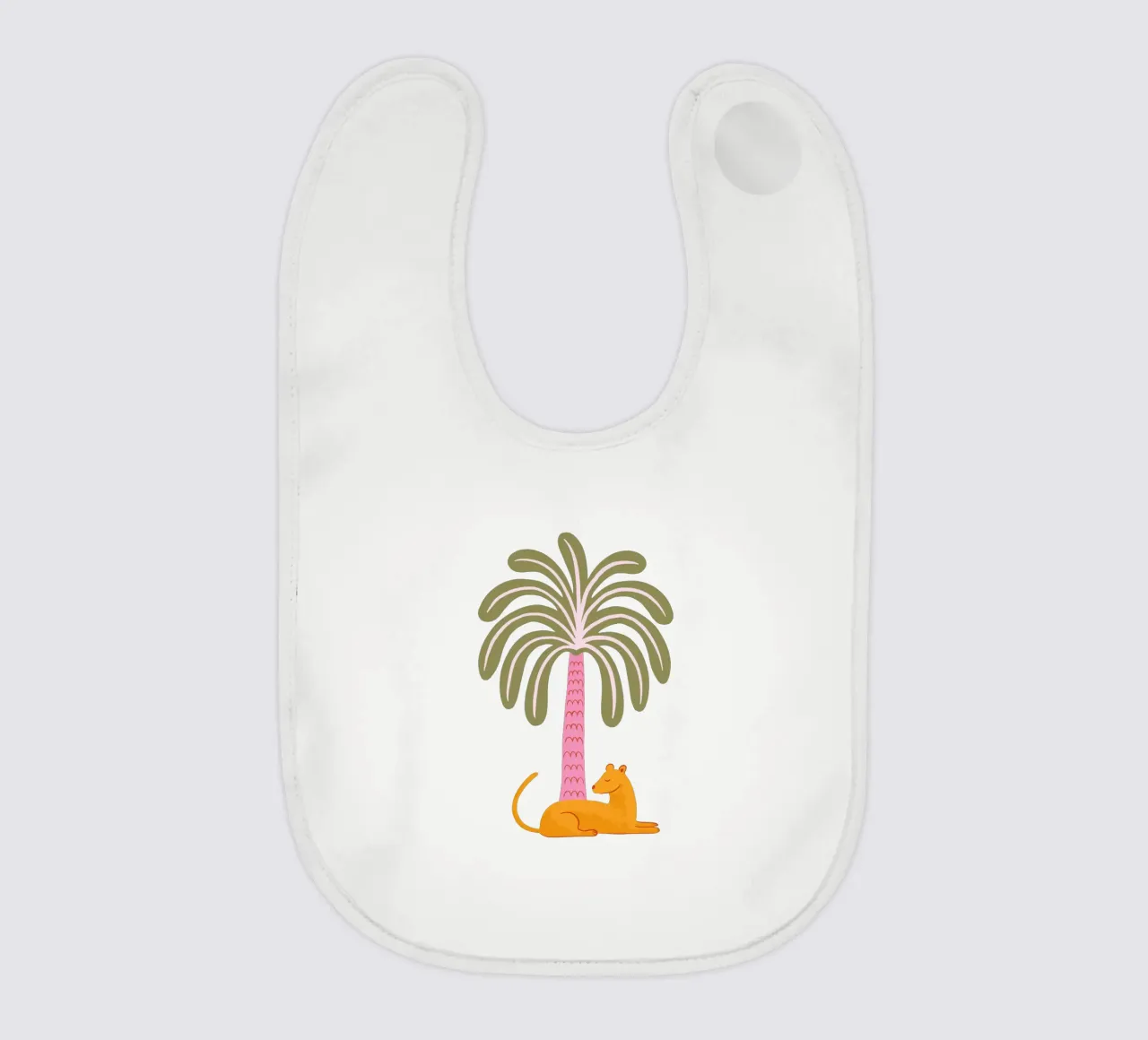 Orange jungle cat with palm tree bavaglino da Vivdesign