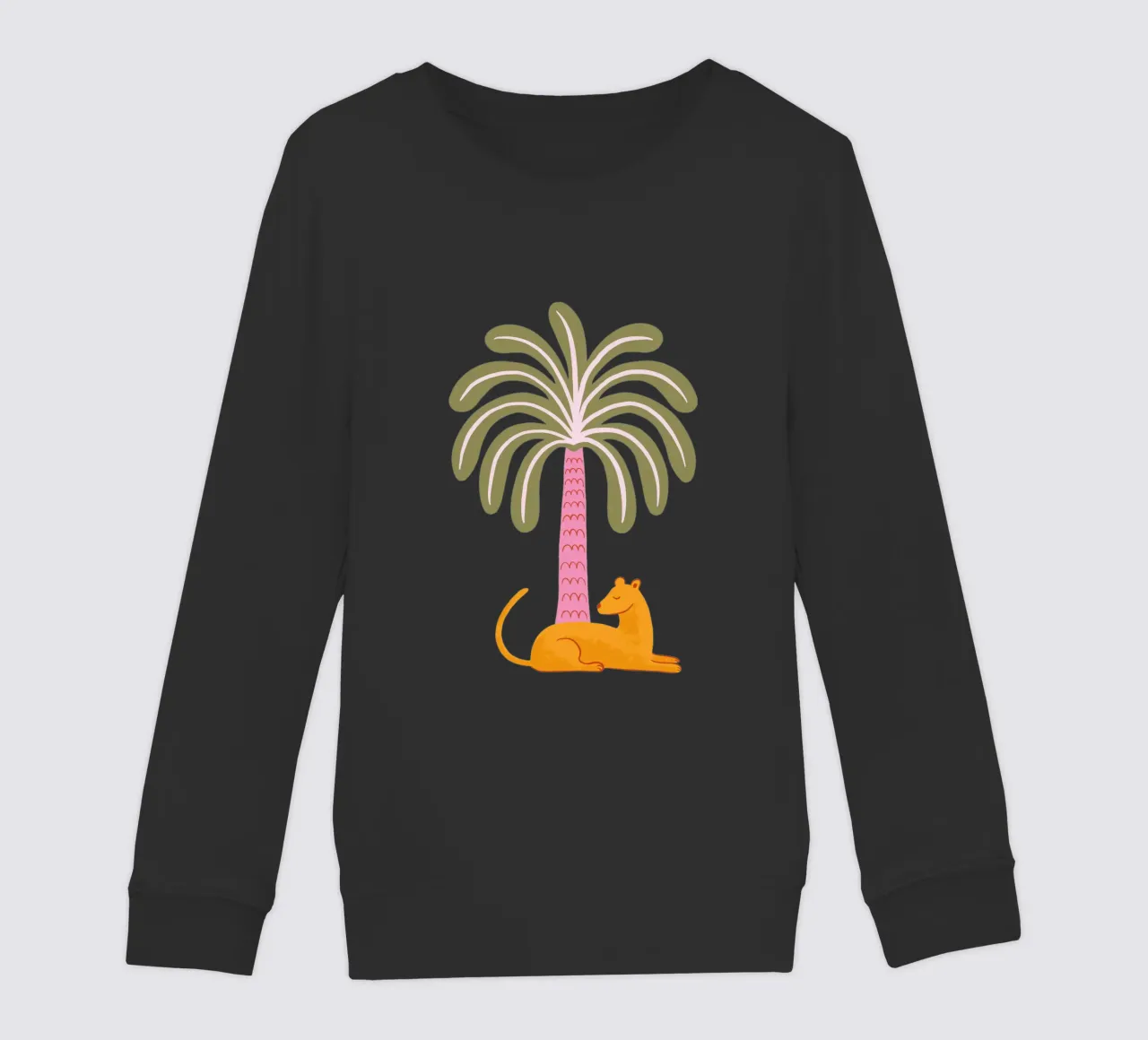 Orange jungle cat with palm tree felpa bambino da Vivdesign