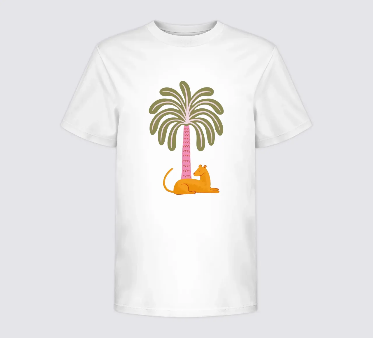 Orange jungle cat with palm tree t-shirt bambini da Vivdesign