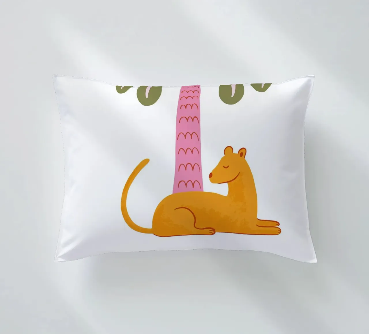Orange jungle cat with palm tree cuscino da Vivdesign