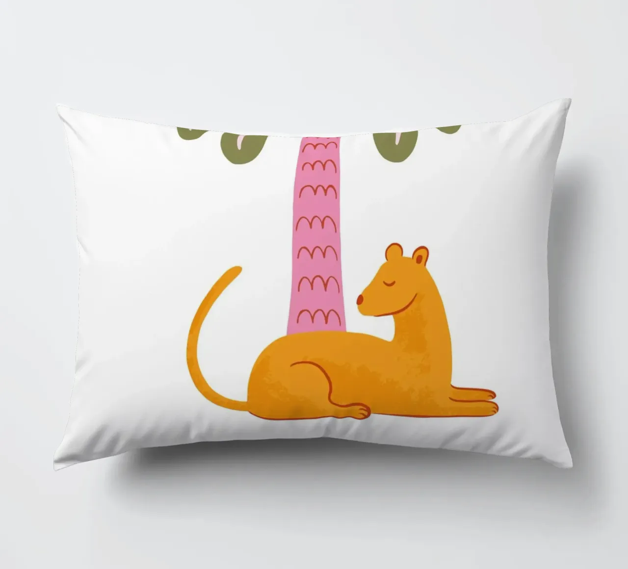Orange jungle cat with palm tree cuscino da Vivdesign