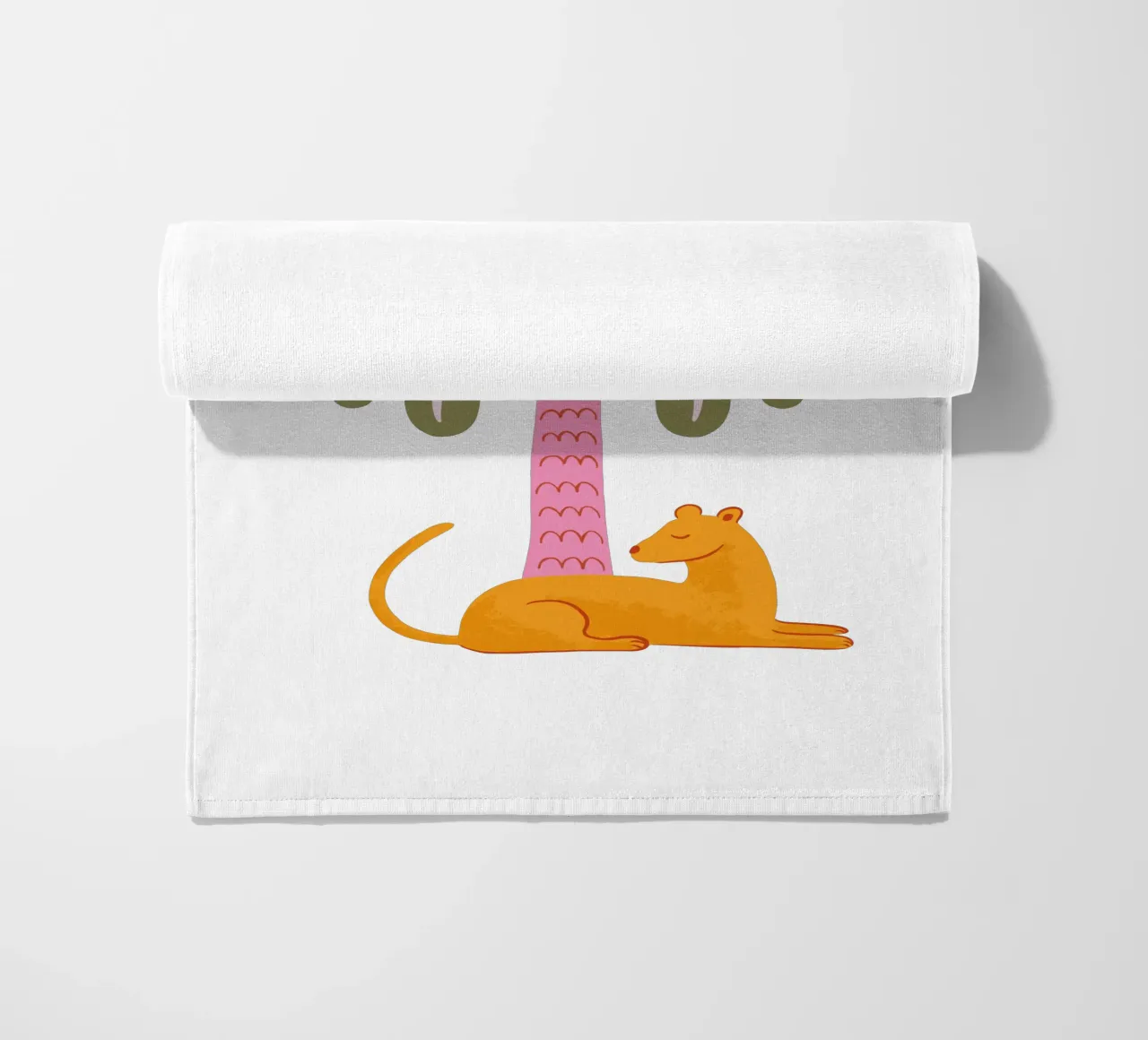 Orange jungle cat with palm tree telo mare da Vivdesign