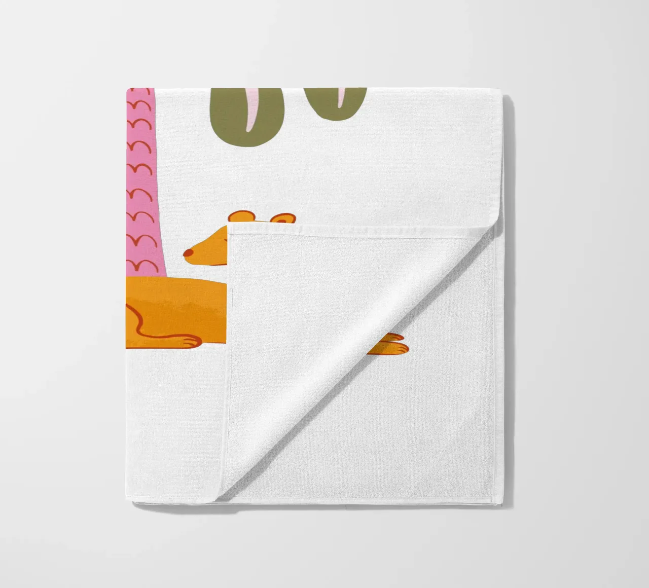 Orange jungle cat with palm tree telo mare da Vivdesign