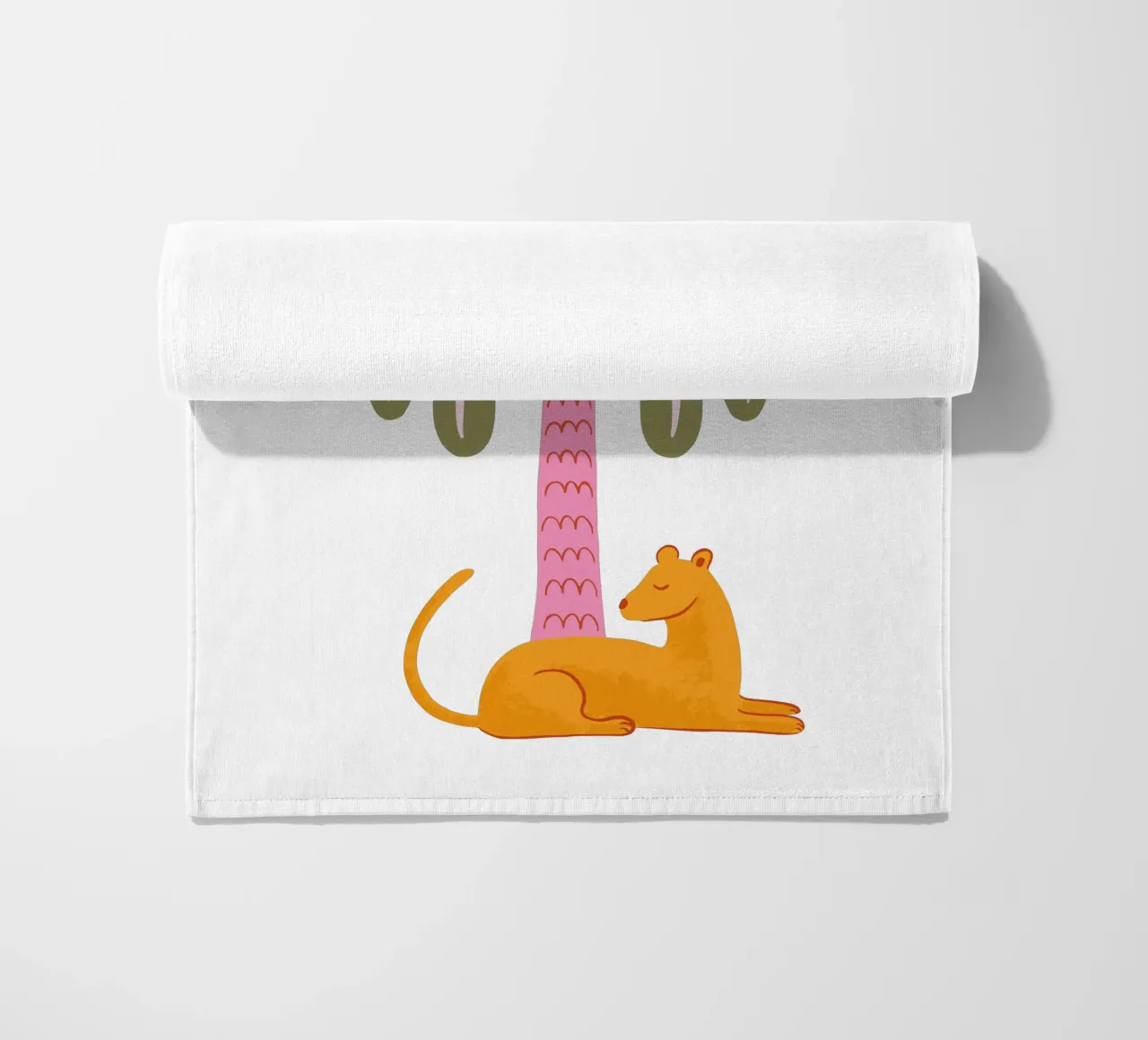 Orange jungle cat with palm tree telo mare da Vivdesign