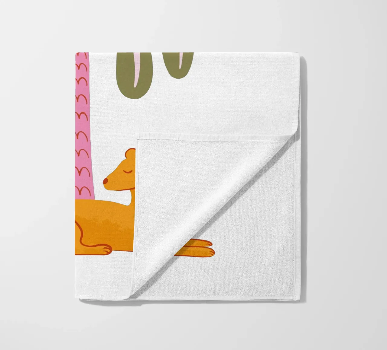 Orange jungle cat with palm tree telo mare da Vivdesign