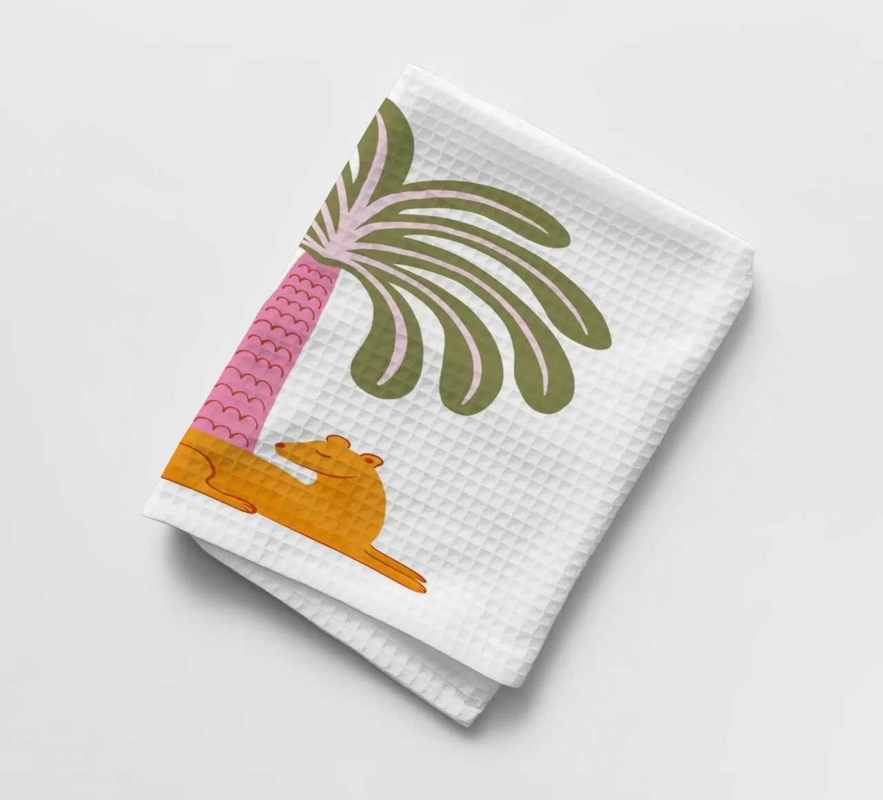 Orange jungle cat with palm tree canovaccio da cucina da Vivdesign