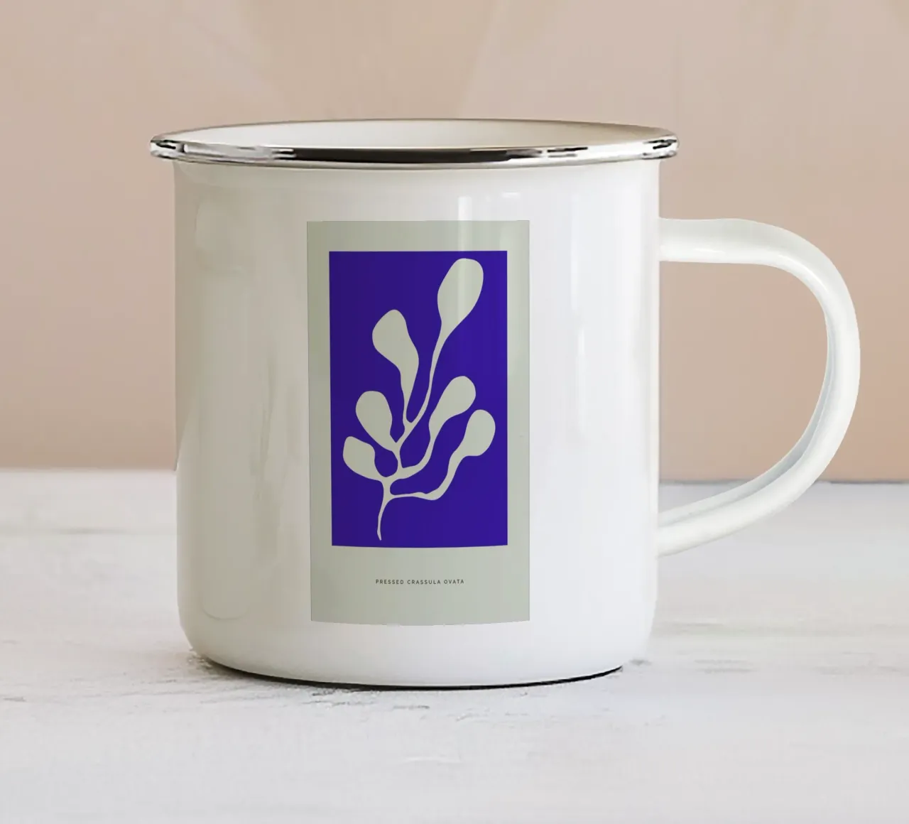 Pressed Crassula Ovata taza de esmalte de Studio One
