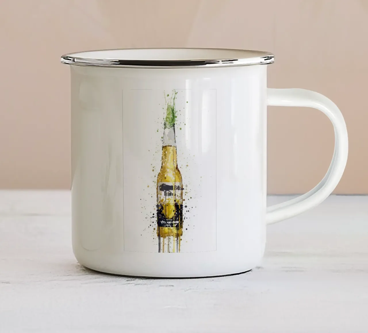 bottiglia di birra tazza in smalto da Abstract Botanical Art