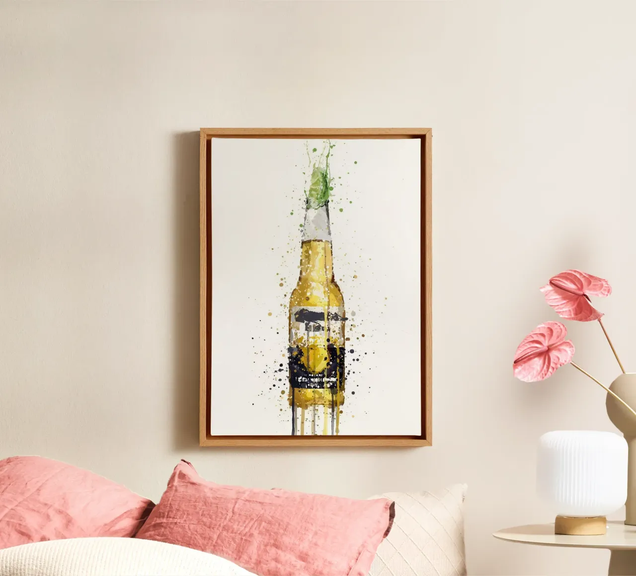 botella de cerveza lienzo de Abstract Botanical Art