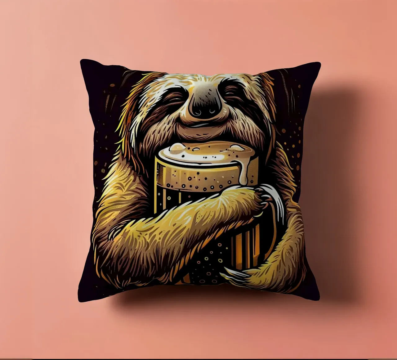 sloth drinking beer cuscino da Abstract Botanical Art