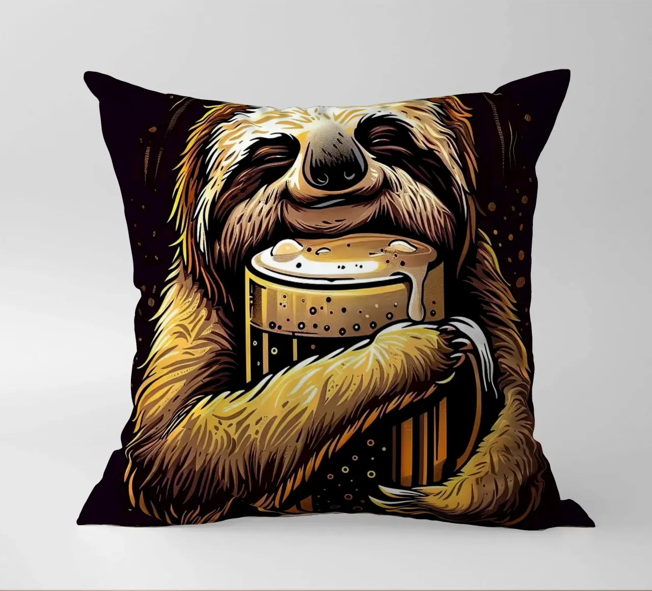 sloth drinking beer cuscino da Abstract Botanical Art