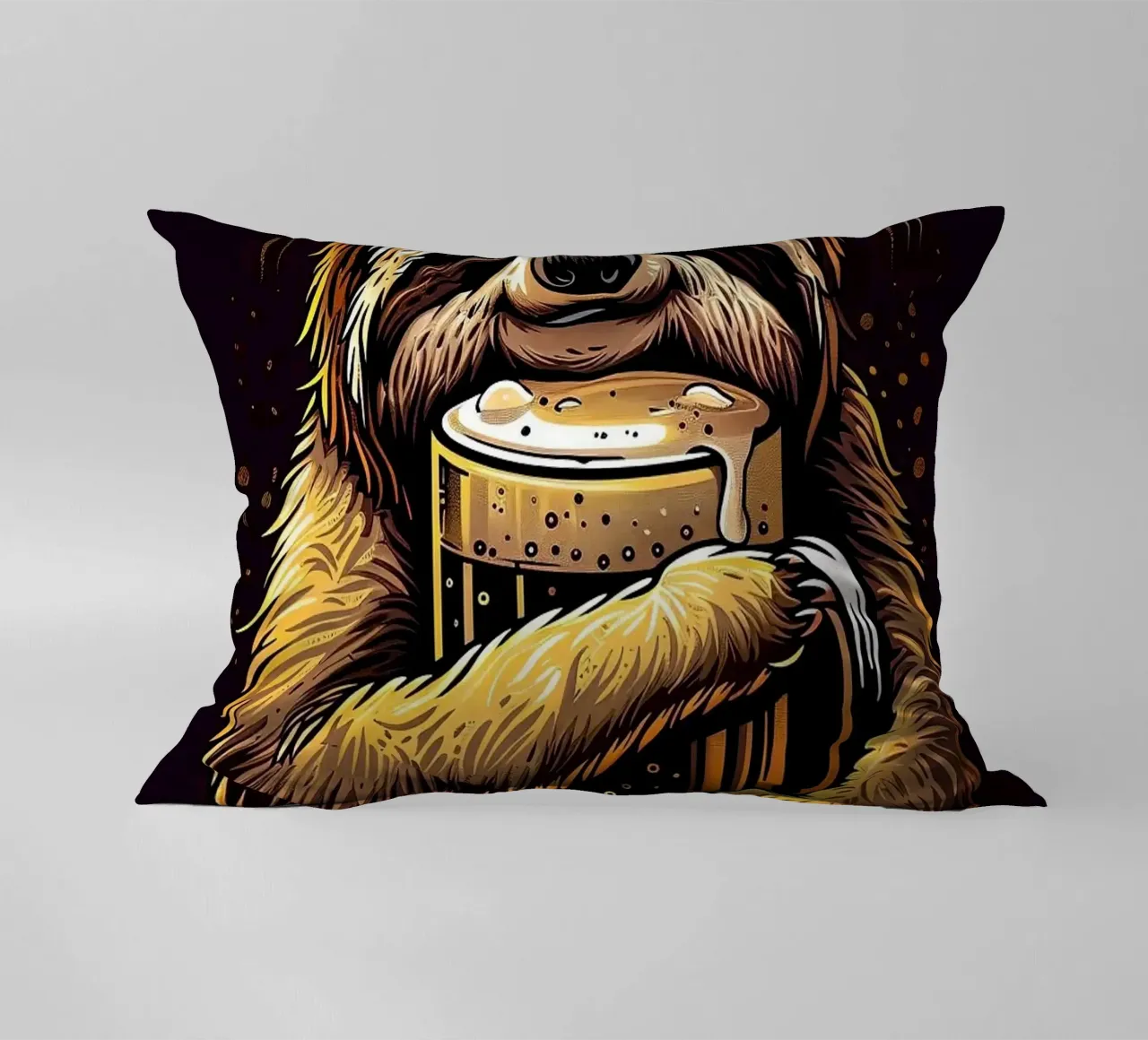 sloth drinking beer cuscino da Abstract Botanical Art
