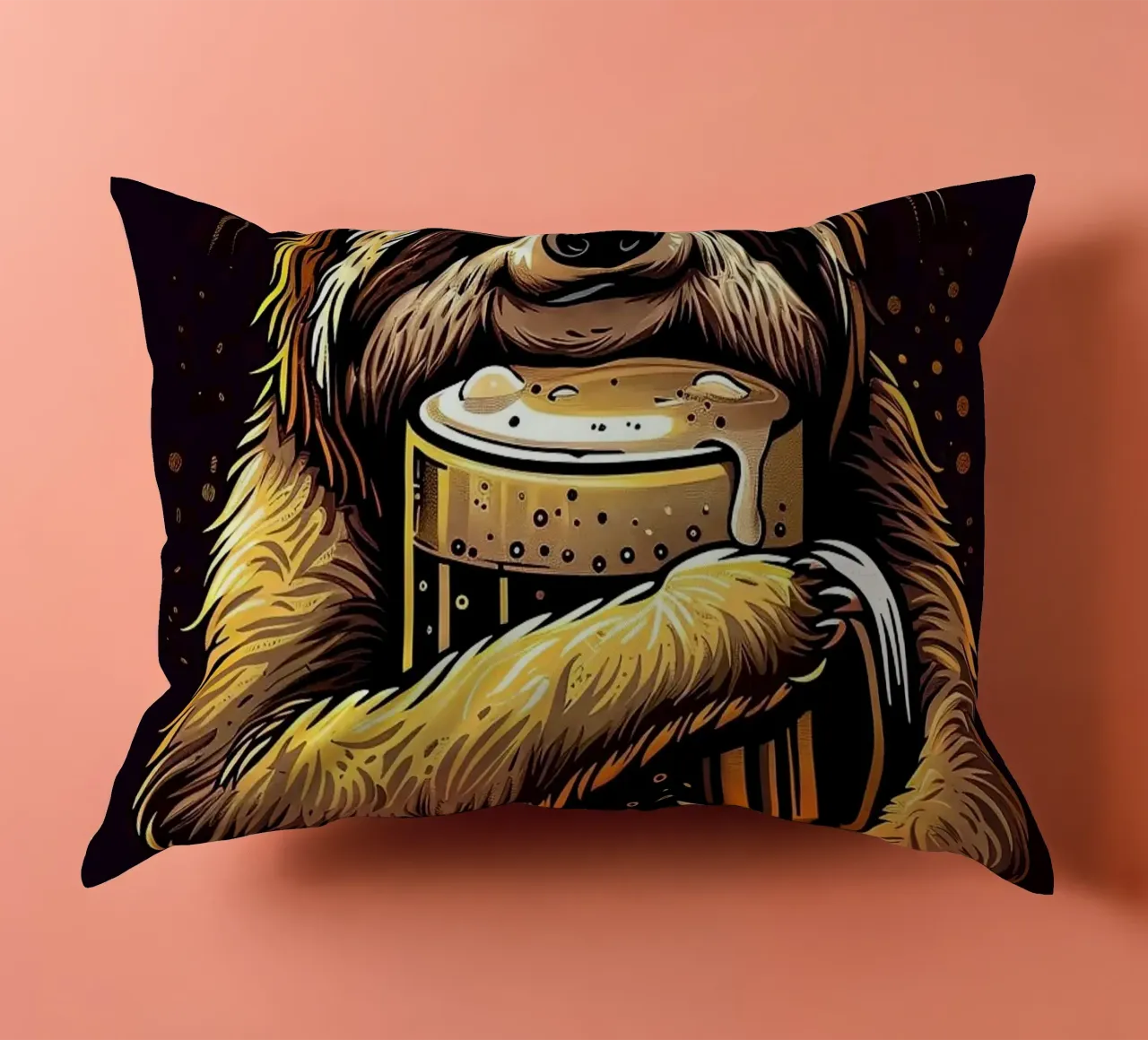 sloth drinking beer cuscino da Abstract Botanical Art