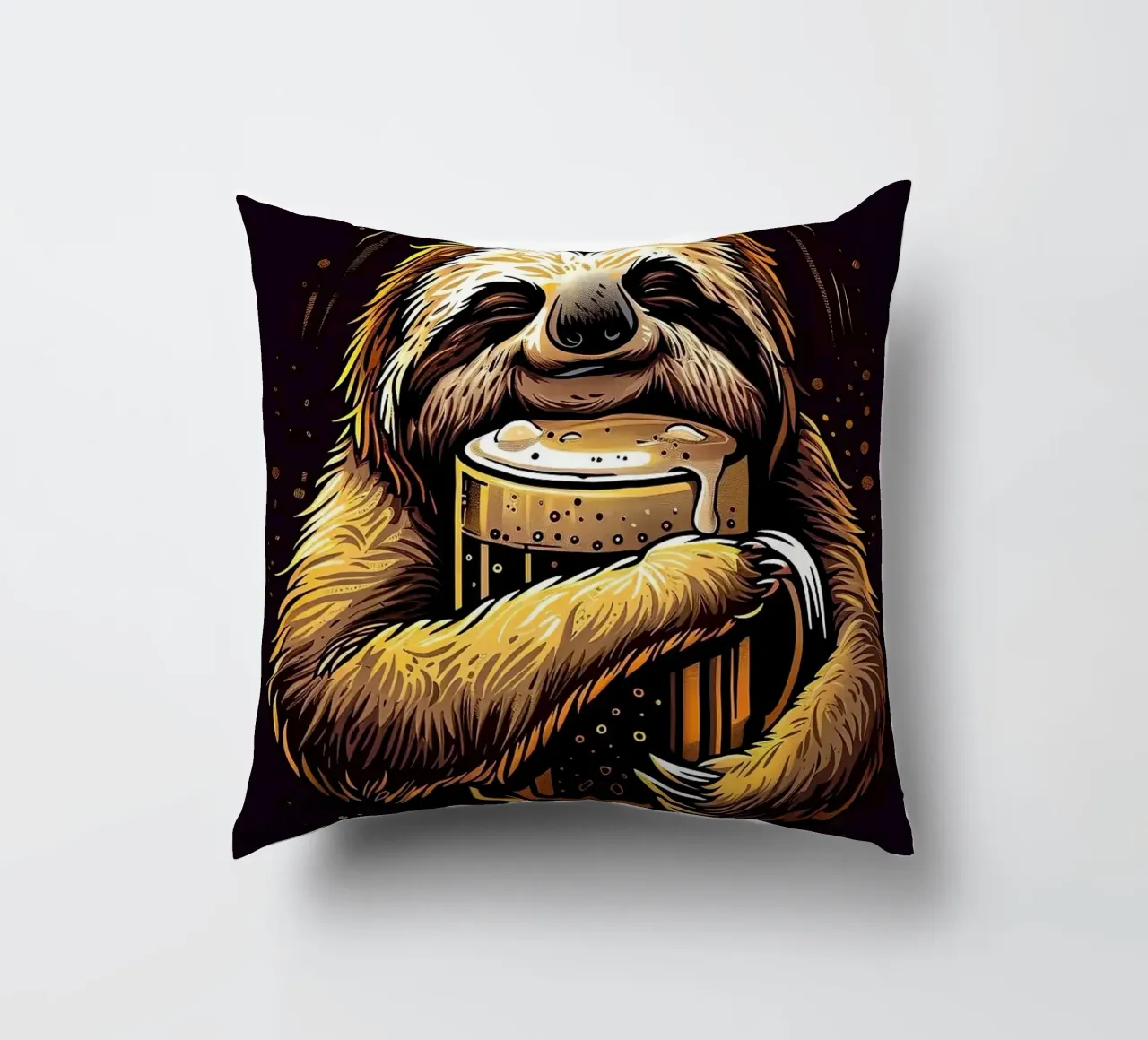 sloth drinking beer cuscino da Abstract Botanical Art