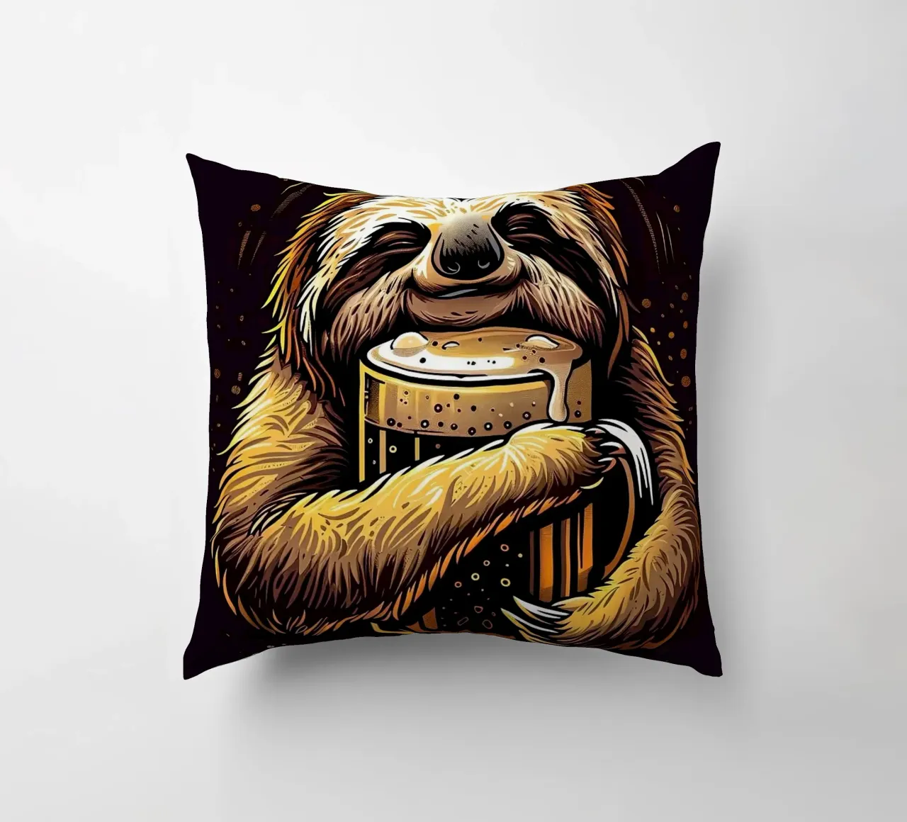 sloth drinking beer cuscino da Abstract Botanical Art