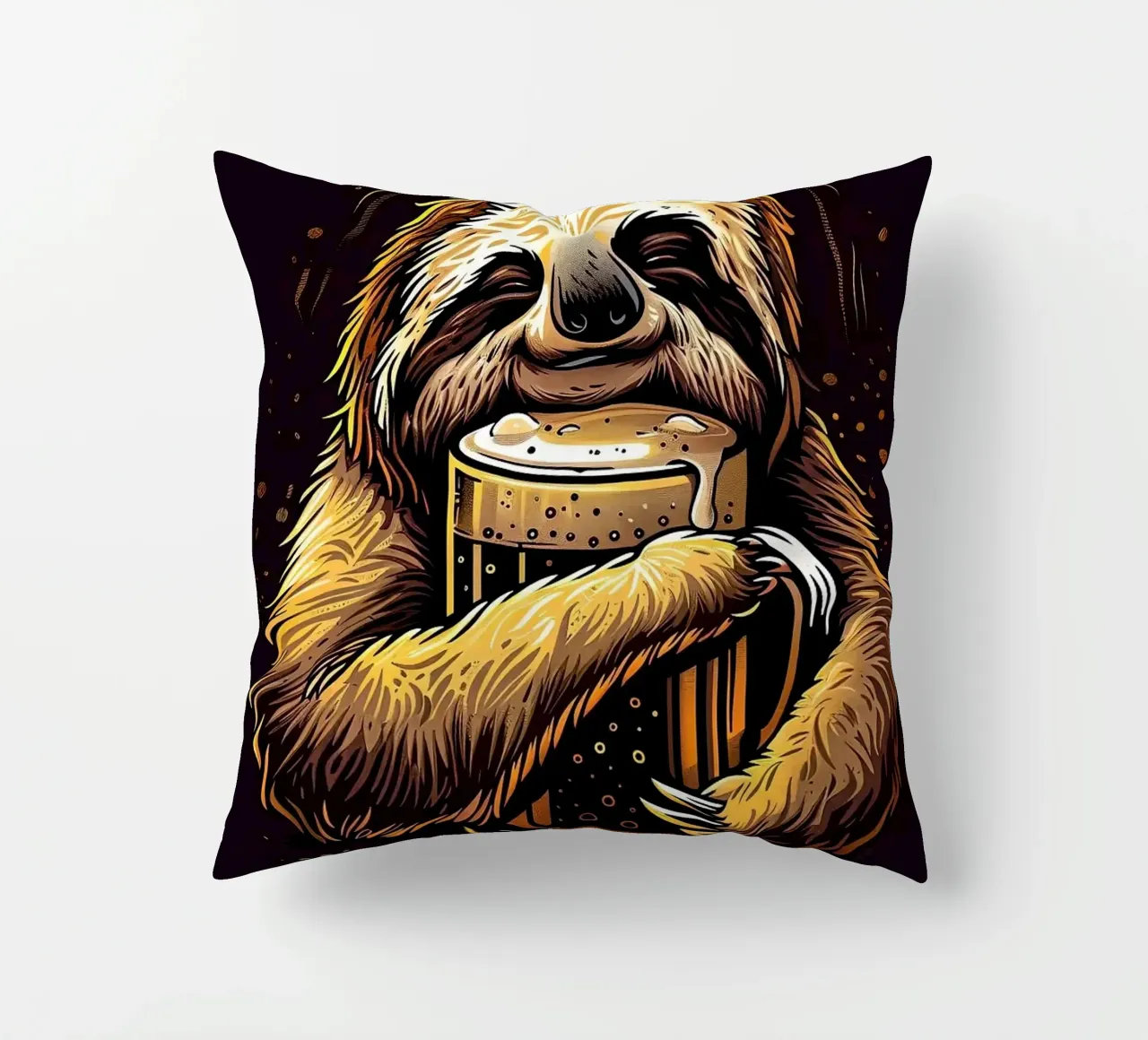 sloth drinking beer cuscino da Abstract Botanical Art