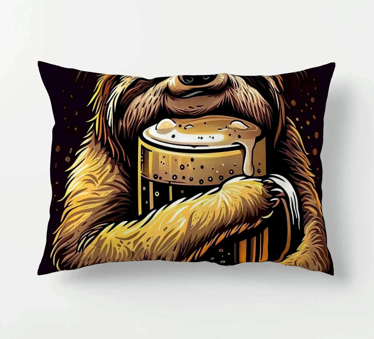 sloth drinking beer cuscino da Abstract Botanical Art
